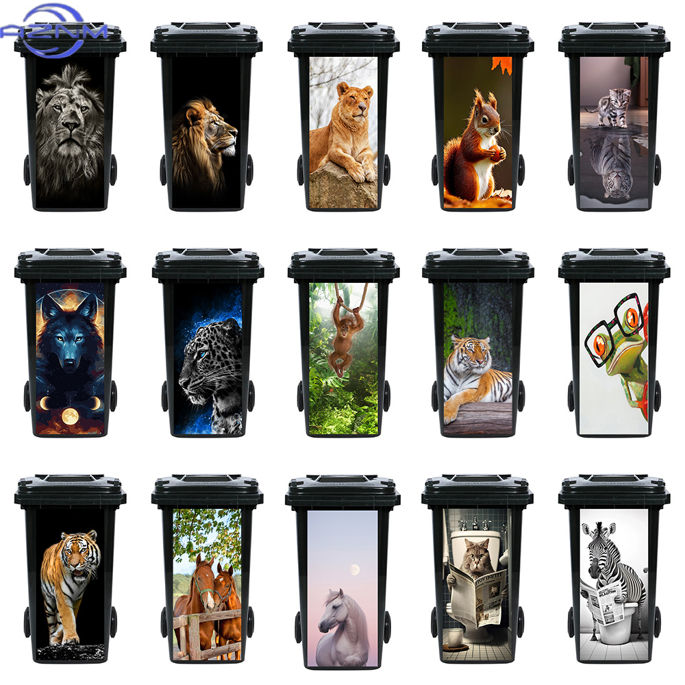 Home Bathroom Trash Can - Autocollant Décoratif pour Poubelle Animaux Féroces,