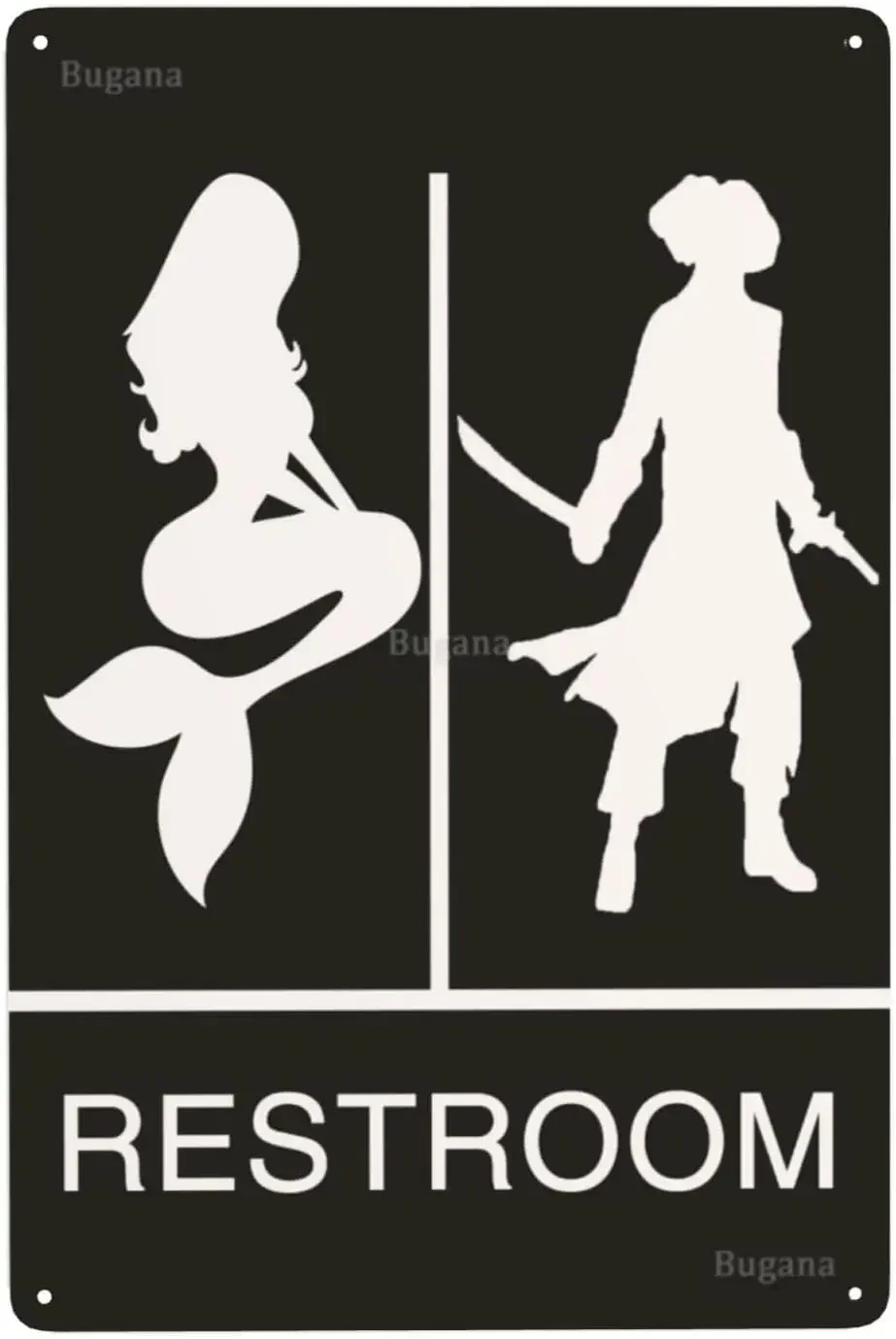 Home Bathroom Door Signs - Panneau métallique vintage Sirène Pirate pour
