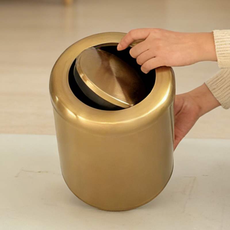 Home Bathroom Trash Can - Poubelle en acier inoxydable doré 8L/2,4gal