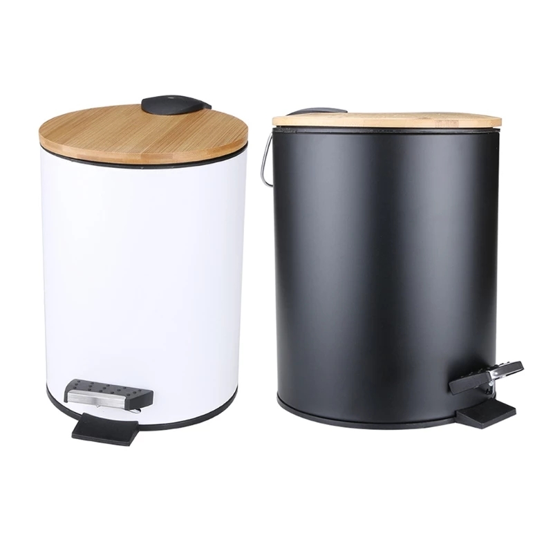 Home Bathroom Trash Can - Poubelle à couvercle basculant en bois