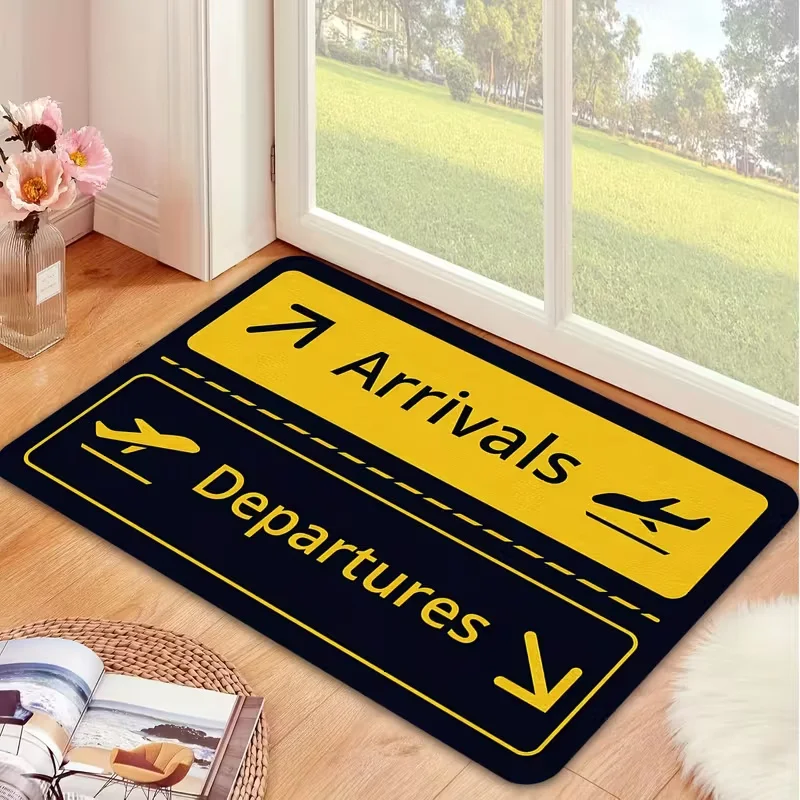 Home Bathroom Door Signs - Paillasson avec signe d'aéroport, tapis d'entrée