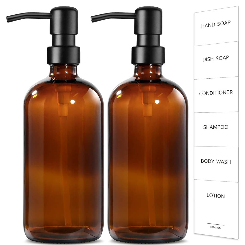 Zara Home Bathroom Accessories - Distributeur de savon en verre ambré,