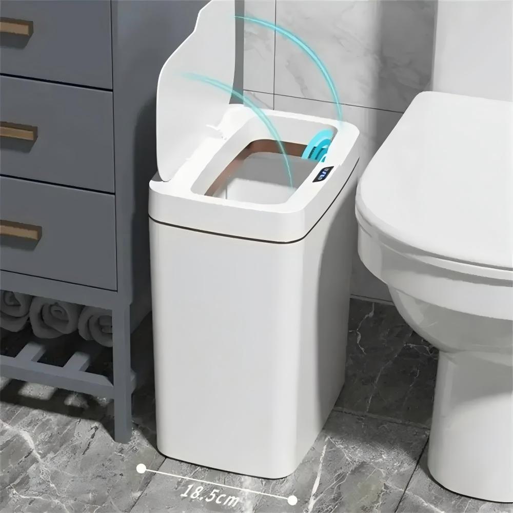 Home Bathroom Trash Can - Poubelle intelligente sans contact blanche de
