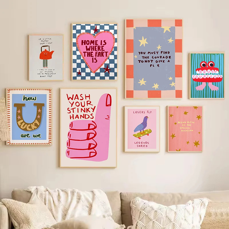 Home Bathroom Quotes - Toile murale décorative, tableau mural coloré