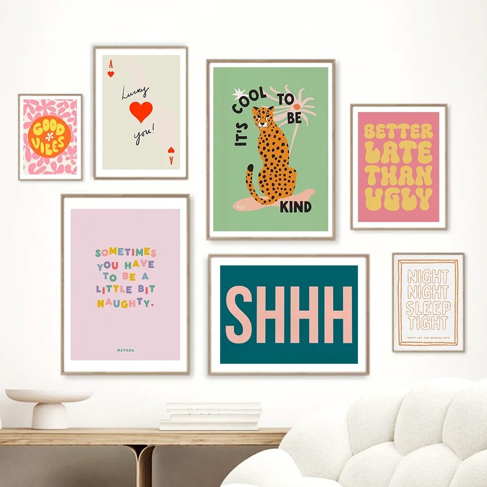 Home Bathroom Quotes - Affiches murales Be Kind léopard guépard,