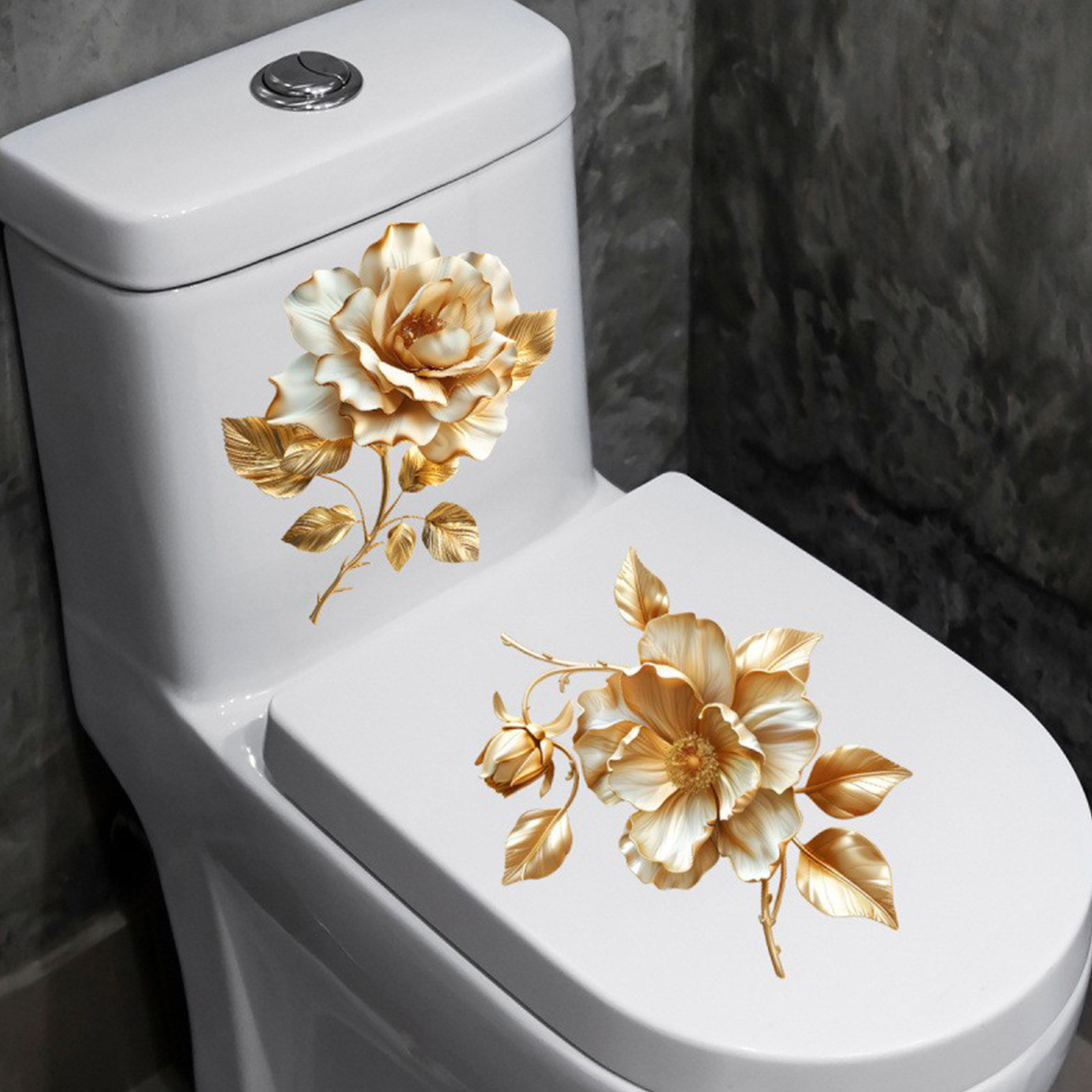Home Of The Year Bathroom - Autocollants floraux pour toilettes, 2 pièces,