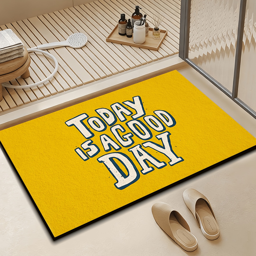 Home Bathroom Quotes - Tapis de porte jaune avec citation