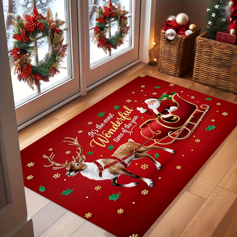 Paillasson de Noël rouge en fl - Home Bathroom Quotes avis et prix