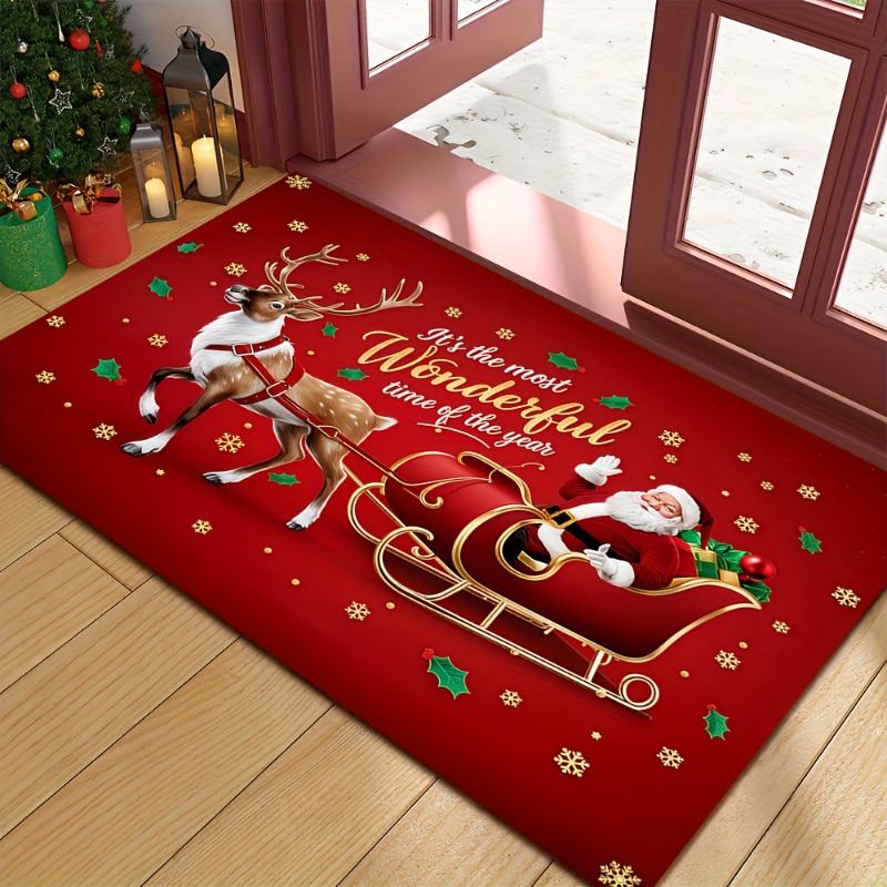 Paillasson de Noël rouge en fl - Home Bathroom Quotes avis et prix