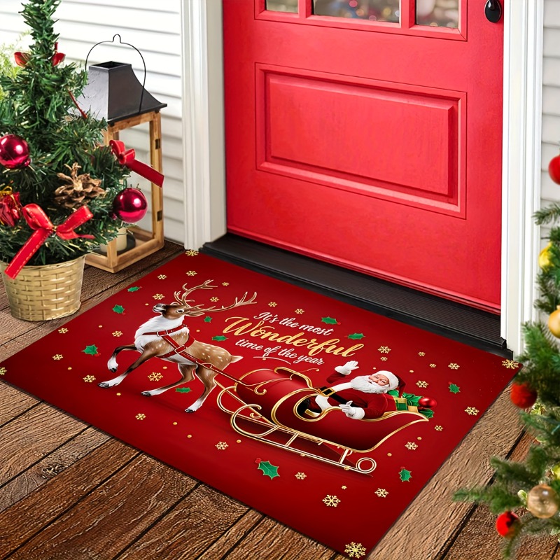 Paillasson de Noël rouge en fl - Home Bathroom Quotes avis et prix
